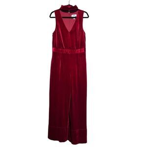 Badgley Mischka Belle Red Velvet Holiday  Romper Jumpsuit Size 12